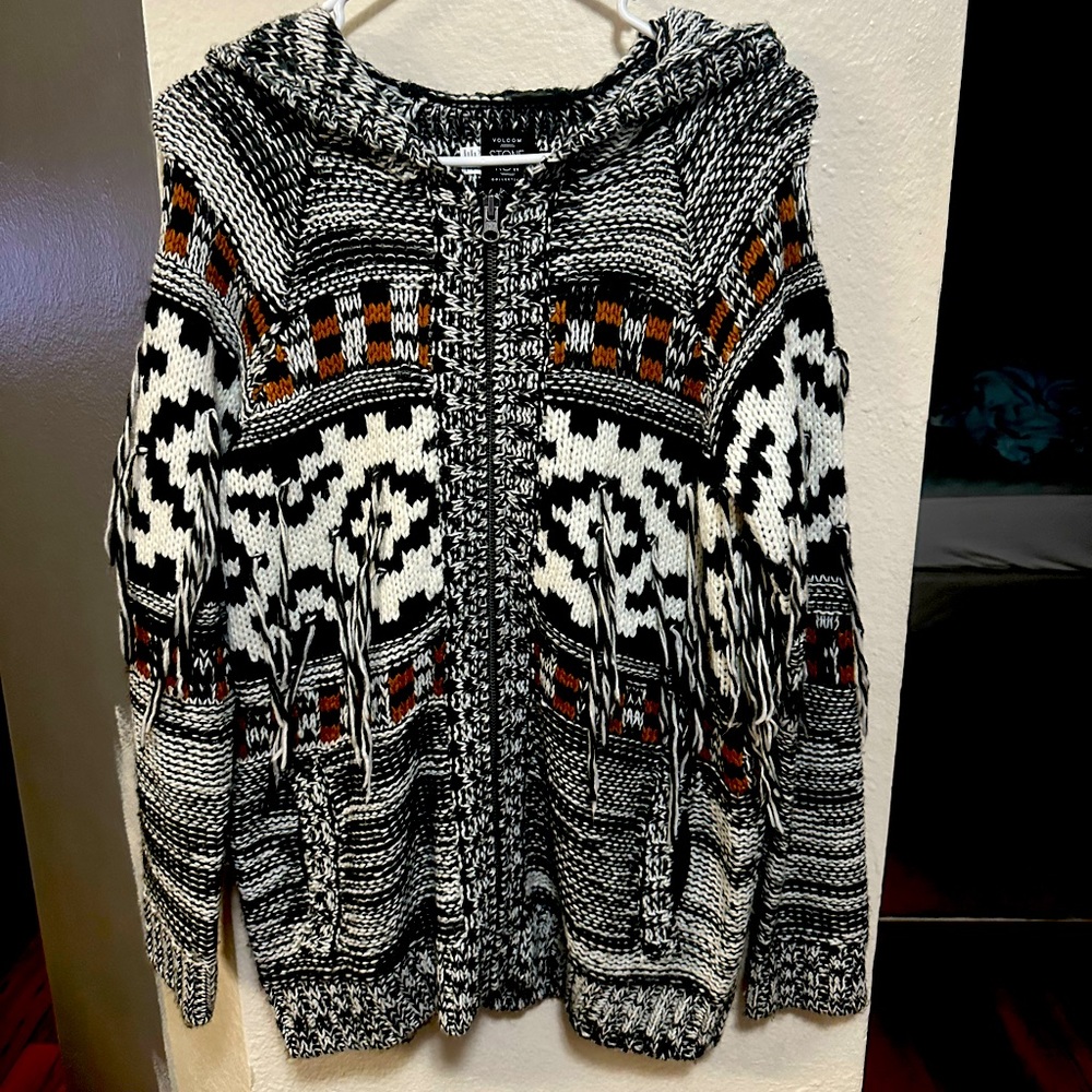 Stone Row, Like New fashionable cozy zip Sweater Jacket with hood. No flaws!